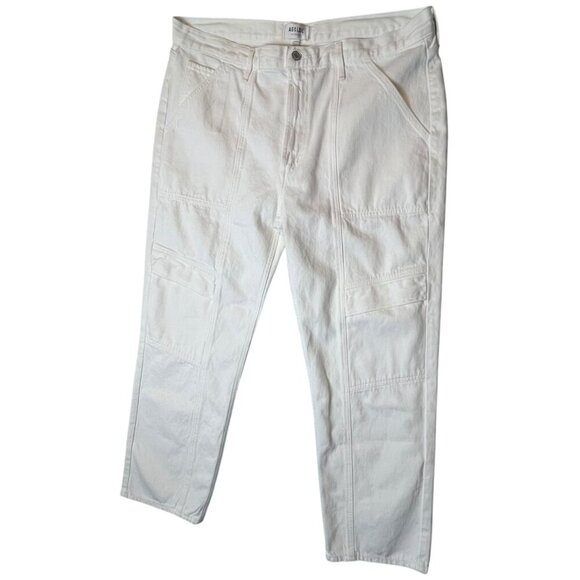 AGOLDE Cooper Cargo Jeans Women's 31 Milkshake Straight Leg Full Length Denim - Picture 2 of 10